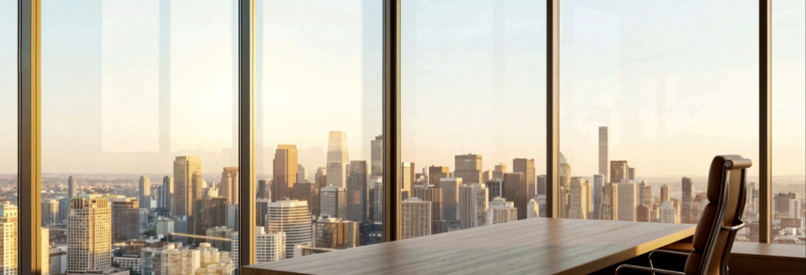 minimalist modern city skyline aerial view sunrise