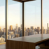 minimalist modern city skyline aerial view sunrise